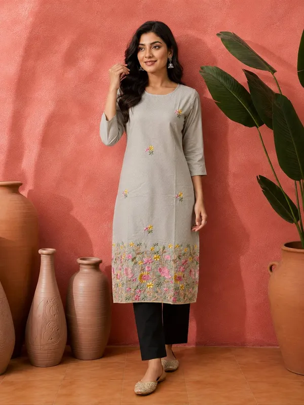 Beige_Crepe_Embroidered_Straight_Kurta_For_Women