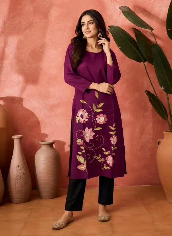 Purple_Crepe_Embroidered_Straight_Kurta_For_Women