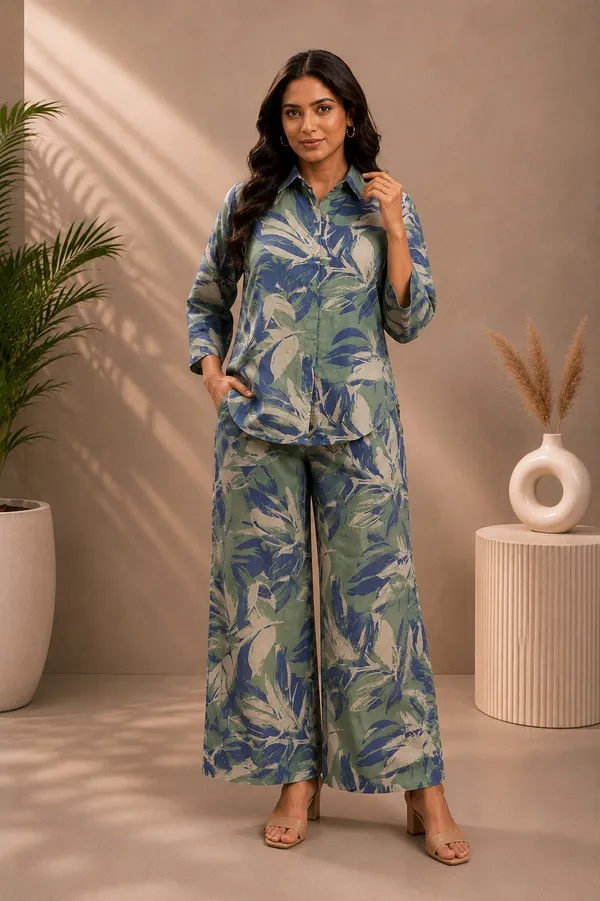 Green_Silk_Blend_Printed_Kurta_Palazzo_Set_For_Women
