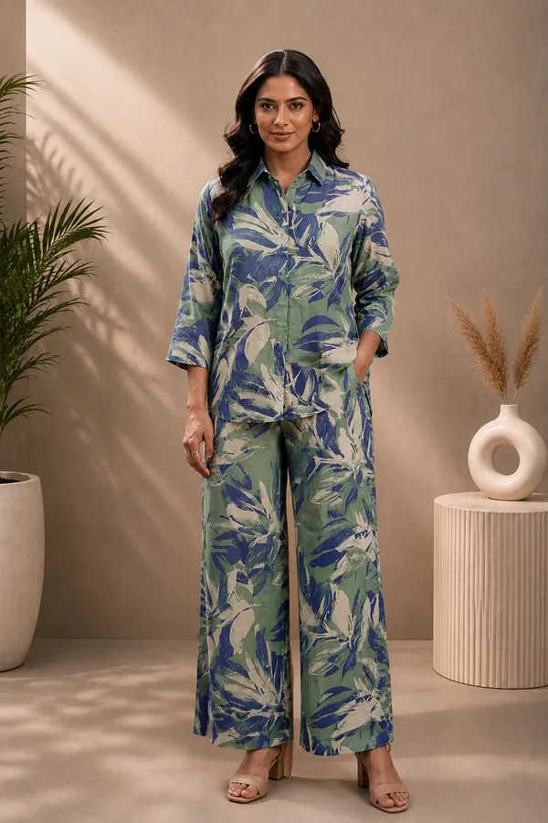 Green_Silk_Blend_Printed_Kurta_Palazzo_Set_For_Women