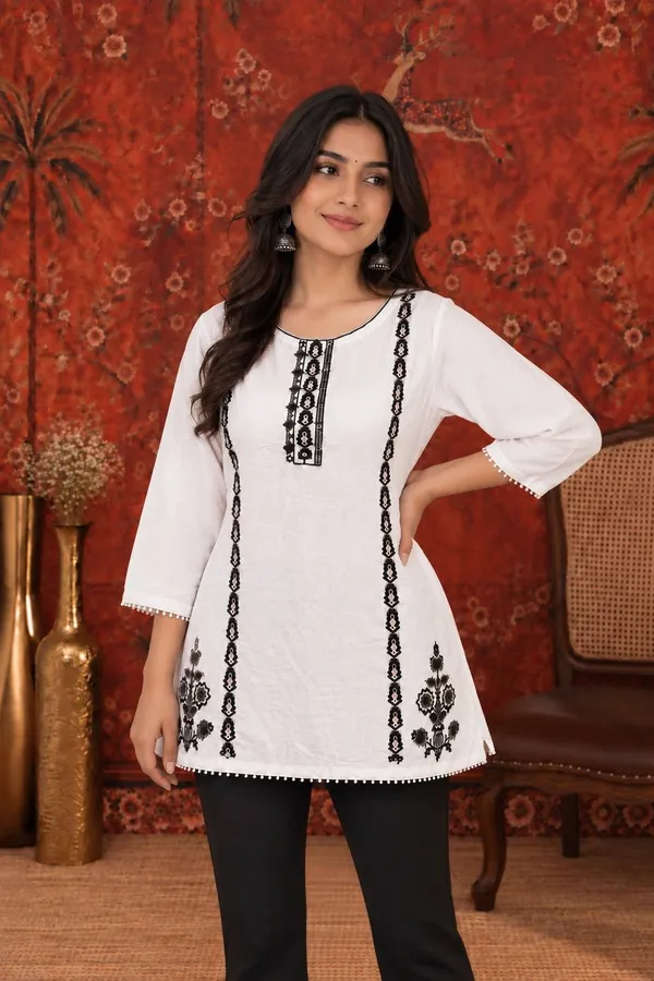 White_Vatican_Silk_Embroidered_Straight_Kurta_For_Women