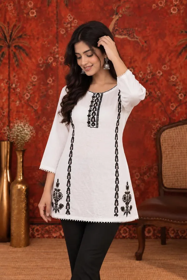 White_Vatican_Silk_Embroidered_Straight_Kurta_For_Women