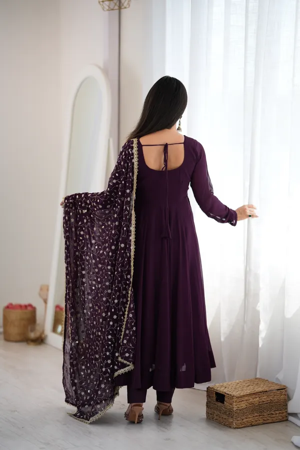 Purple_Pure_Faux_Blooming_Georgette_Anarkali_Kurta_Set_For_Women