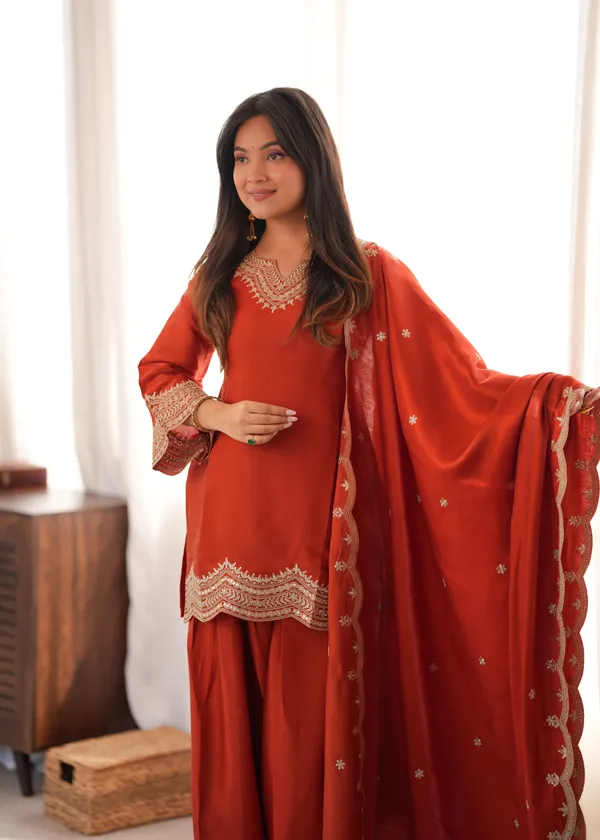 Red_Glass_Roman_Silk_Straight_Kurta_Set_For_Women
