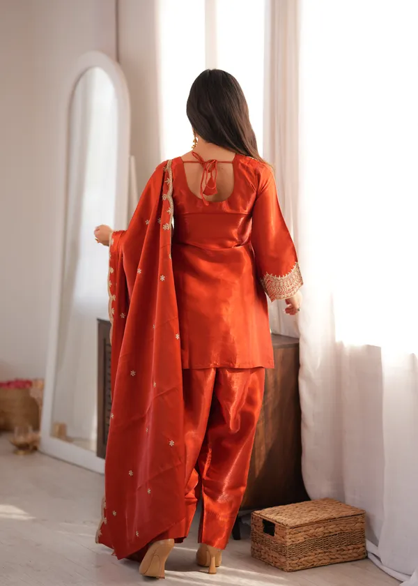 Red_Glass_Roman_Silk_Straight_Kurta_Set_For_Women