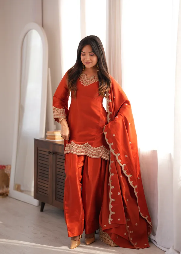 Red_Glass_Roman_Silk_Straight_Kurta_Set_For_Women