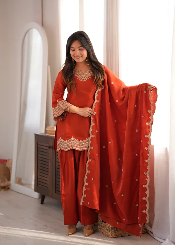 Red_Glass_Roman_Silk_Straight_Kurta_Set_For_Women