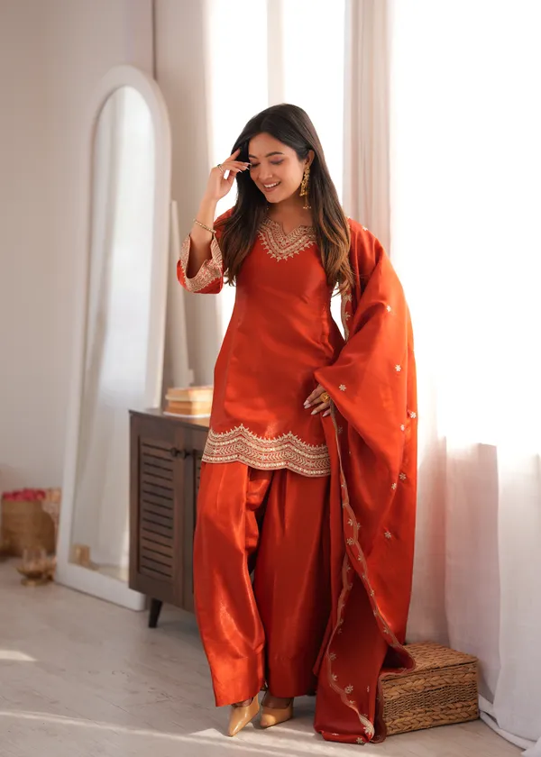 Red_Glass_Roman_Silk_Straight_Kurta_Set_For_Women
