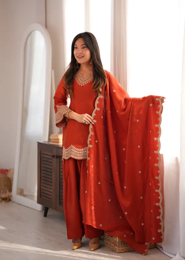 Red_Glass_Roman_Silk_Straight_Kurta_Set_For_Women