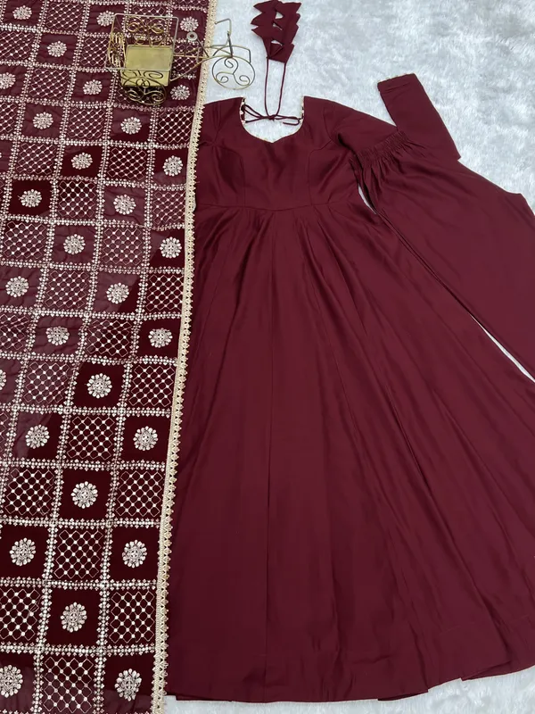 Maroon_Embellished_Anarkali_Gown_With_Dupatta_for_Women
