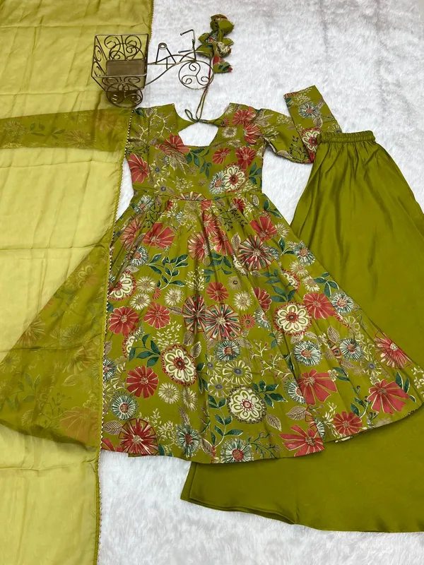 Olive_Green_Floral_Print_Anarkali_Suit_Set_for_Women