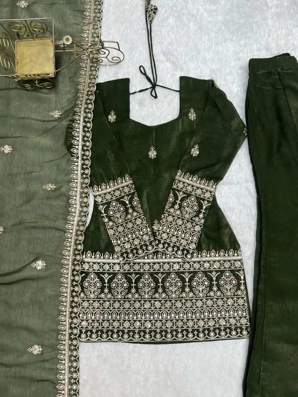 Green_Embroidered_Kurta_Palazzo_Set_For_Women