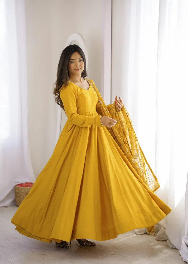 Mustard_Anarkali_Suit_Set_For_Women