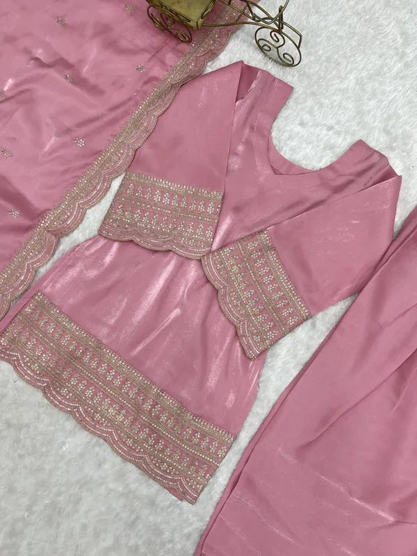 Pink_Satin_Embroidered_Straight_Suit_Set_for_Women