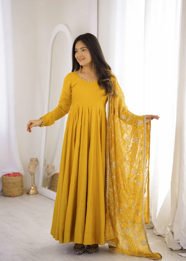 Mustard_Anarkali_Suit_Set_For_Women