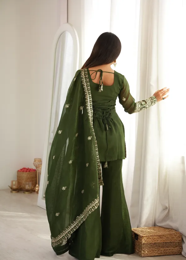 Green_Embroidered_Kurta_Palazzo_Set_For_Women