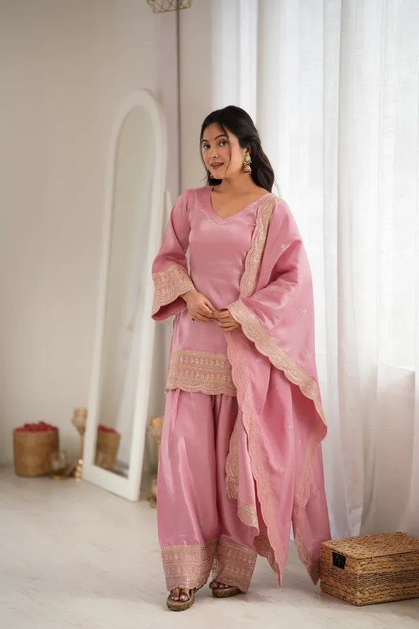 Pink_Satin_Embroidered_Straight_Suit_Set_for_Women