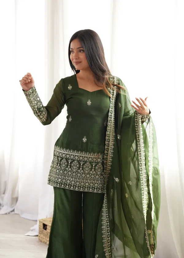 Green_Embroidered_Kurta_Palazzo_Set_For_Women