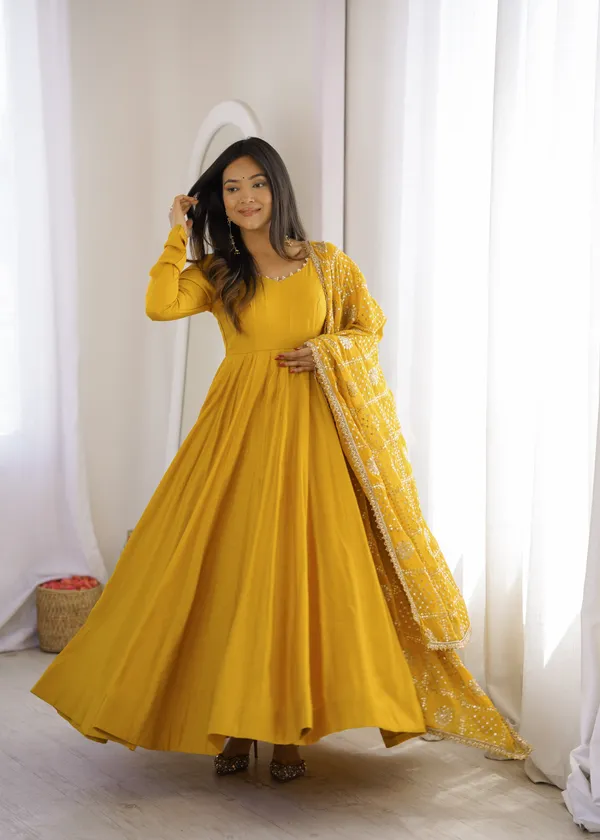 Mustard_Anarkali_Suit_Set_For_Women