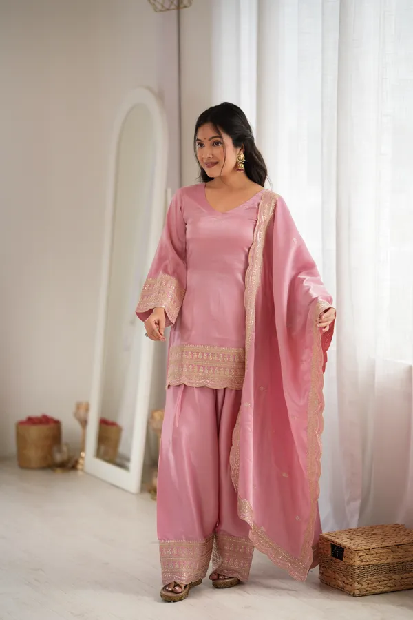 Pink_Satin_Embroidered_Straight_Suit_Set_for_Women