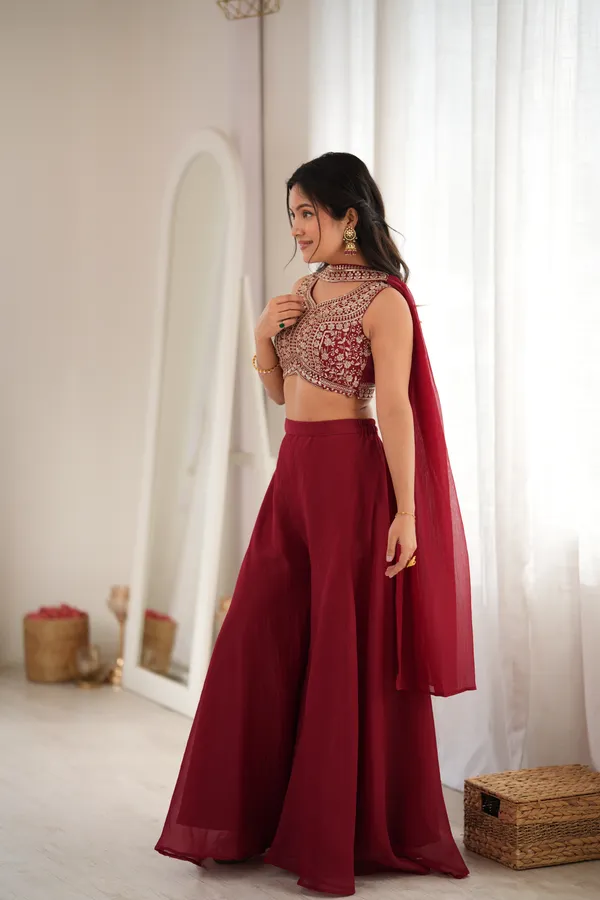 Maroon_Embroidered_Lehenga_Choli_Set_For_Women