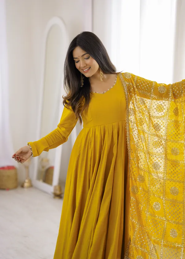 Mustard_Anarkali_Suit_Set_For_Women