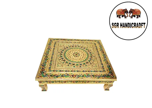 Wooden_Pooja_Chowki_With_Aluminum_Foil_Work