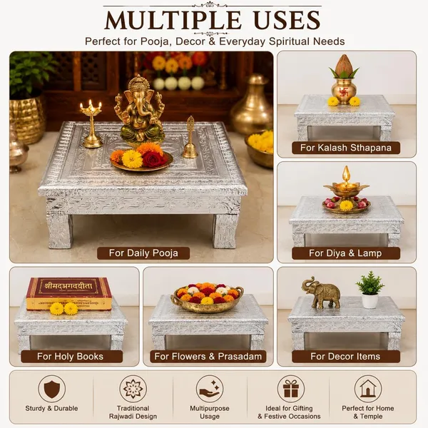 Wooden_Pooja_Chowki_With_Silver_Work
