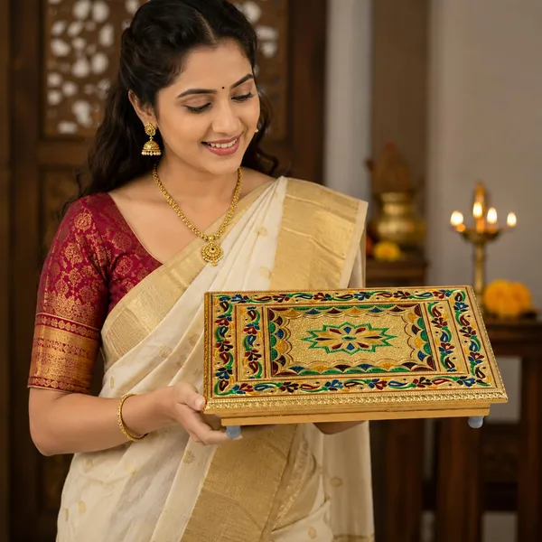 Wooden_Pooja_Chowki_With_Aluminium_Foil_Design