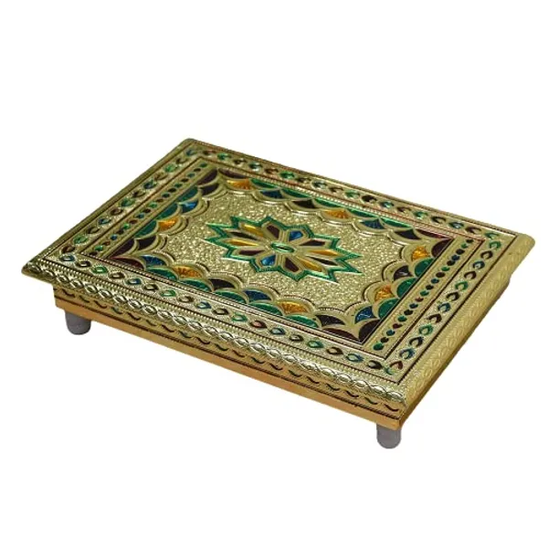 Wooden_Pooja_Chowki_With_Aluminium_Foil_Design