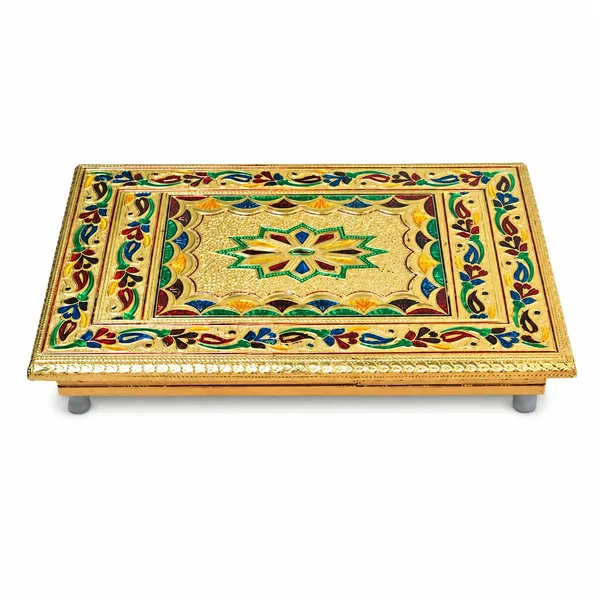 Wooden_Pooja_Chowki_With_Aluminium_Foil_Design