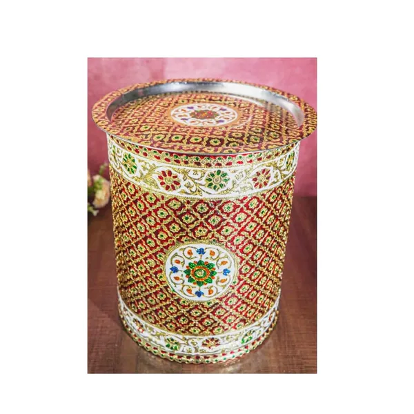 Stainless_Steel_Meenakari_Grain_Storage_Container