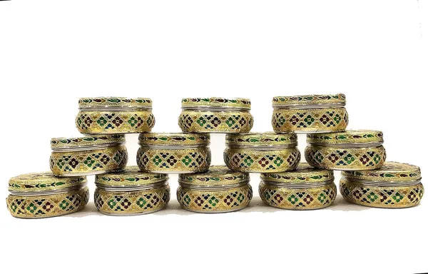 Stainless_Steel_Decorative_Container_With_Meenakari_Work