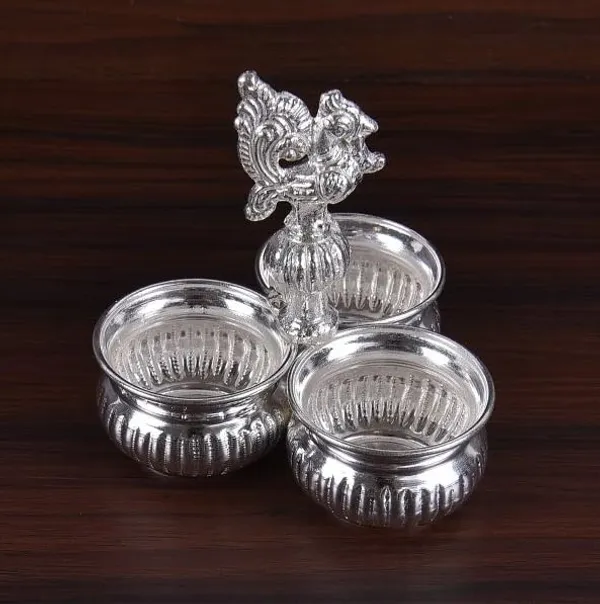 German_Silver_Kumkum_Container_With_Peacock_Handle