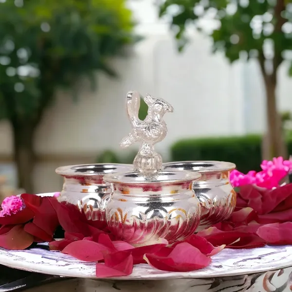 German_Silver_Kumkum_Container_With_Peacock_Handle