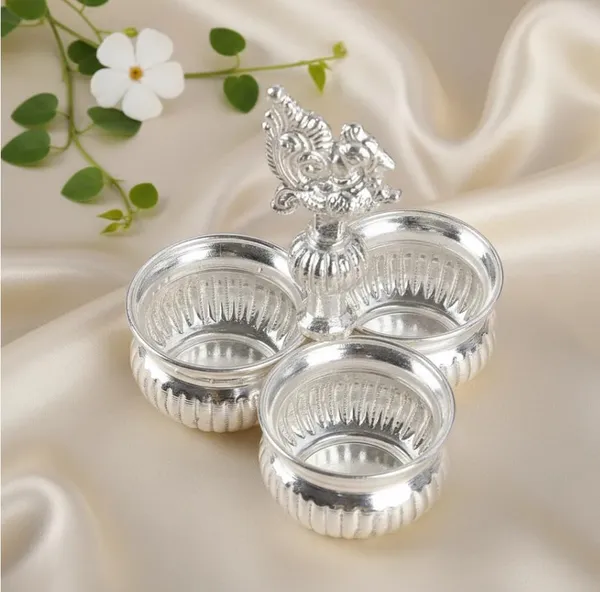 German_Silver_Kumkum_Container_With_Peacock_Handle