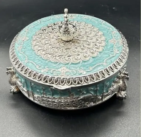 German_Silver_Dry_Fruit_Box_With_Partitions