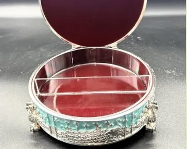 German_Silver_Dry_Fruit_Box_With_Partitions