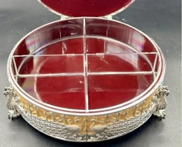 German_Silver_Dry_Fruit_Box_With_Partitions