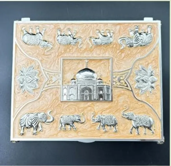 German_Silver_Dry_Fruit_Box_With_Partitions