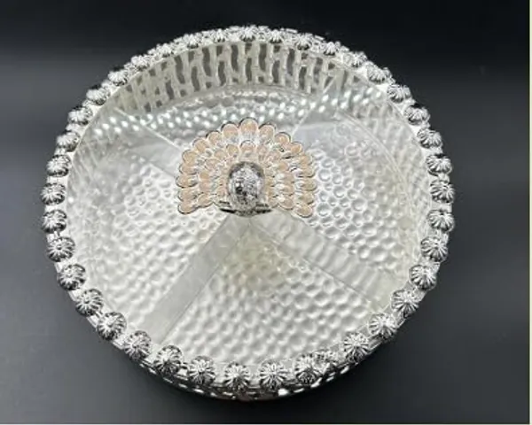 German_Silver_Dry_Fruit_Box_With_Partitions