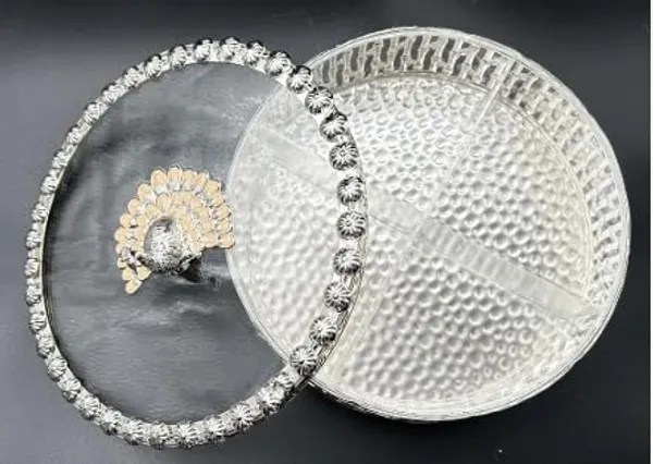 German_Silver_Dry_Fruit_Box_With_Partitions