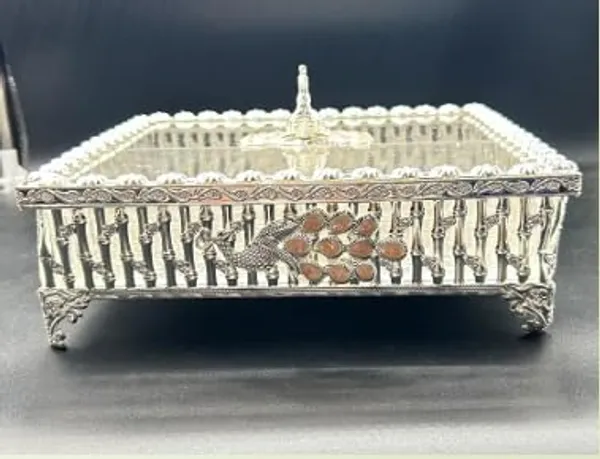 German_Silver_Dry_Fruit_Box_With_Partitions