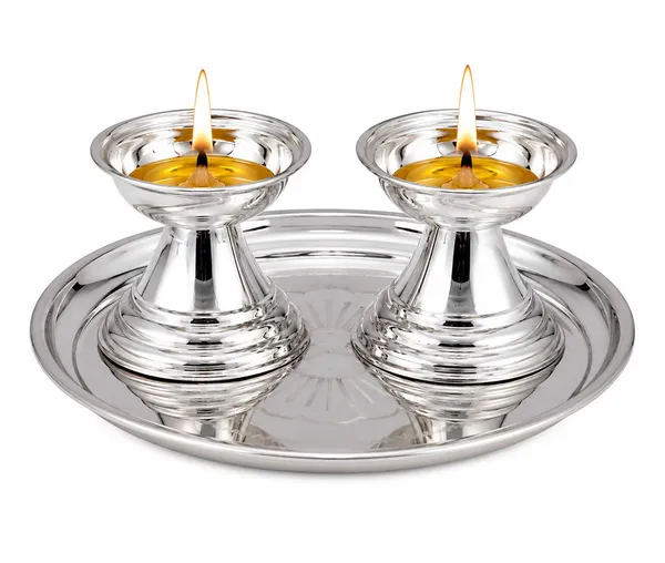 German_Silver_Diya_Set_With_Pooja_Thali