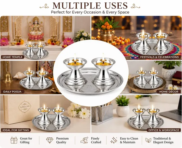 German_Silver_Diya_Set_With_Pooja_Thali