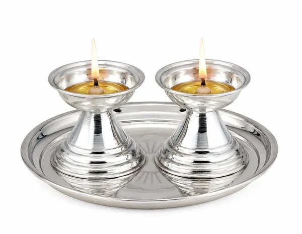 German_Silver_Diya_Set_With_Pooja_Thali