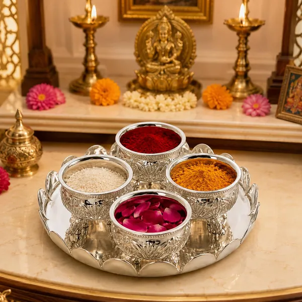German_Silver_Pooja_Thali_Set_With_Bowls