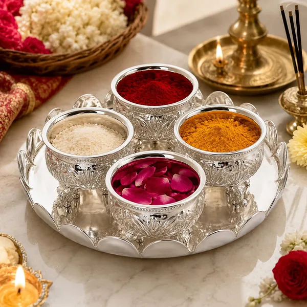German_Silver_Pooja_Thali_Set_With_Bowls