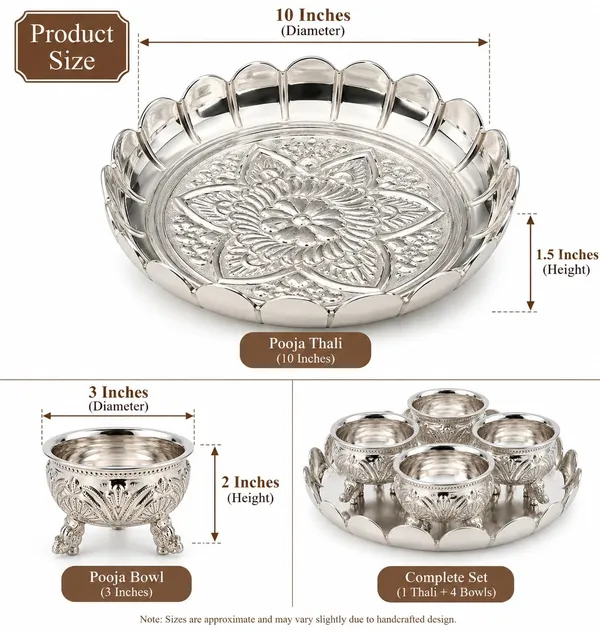 German_Silver_Pooja_Thali_Set_With_Bowls