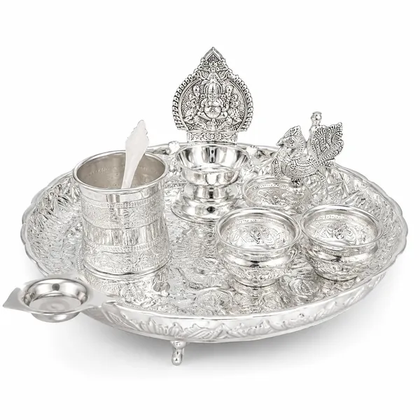 German_Silver_Pooja_Thali_Set_Pack_Of_6